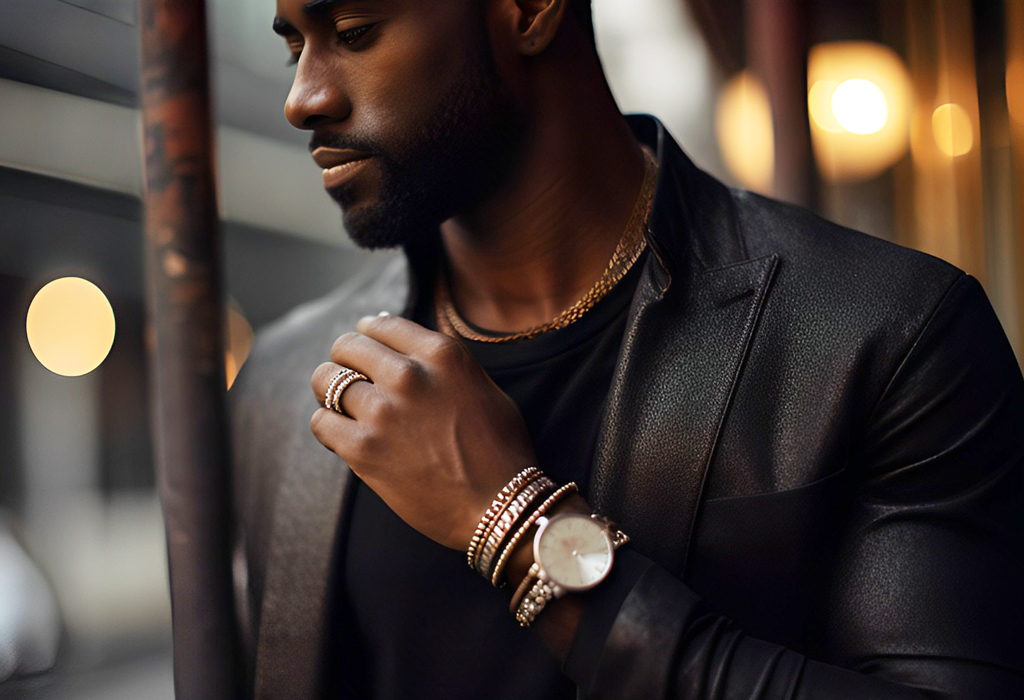 confident man wearing jewelry